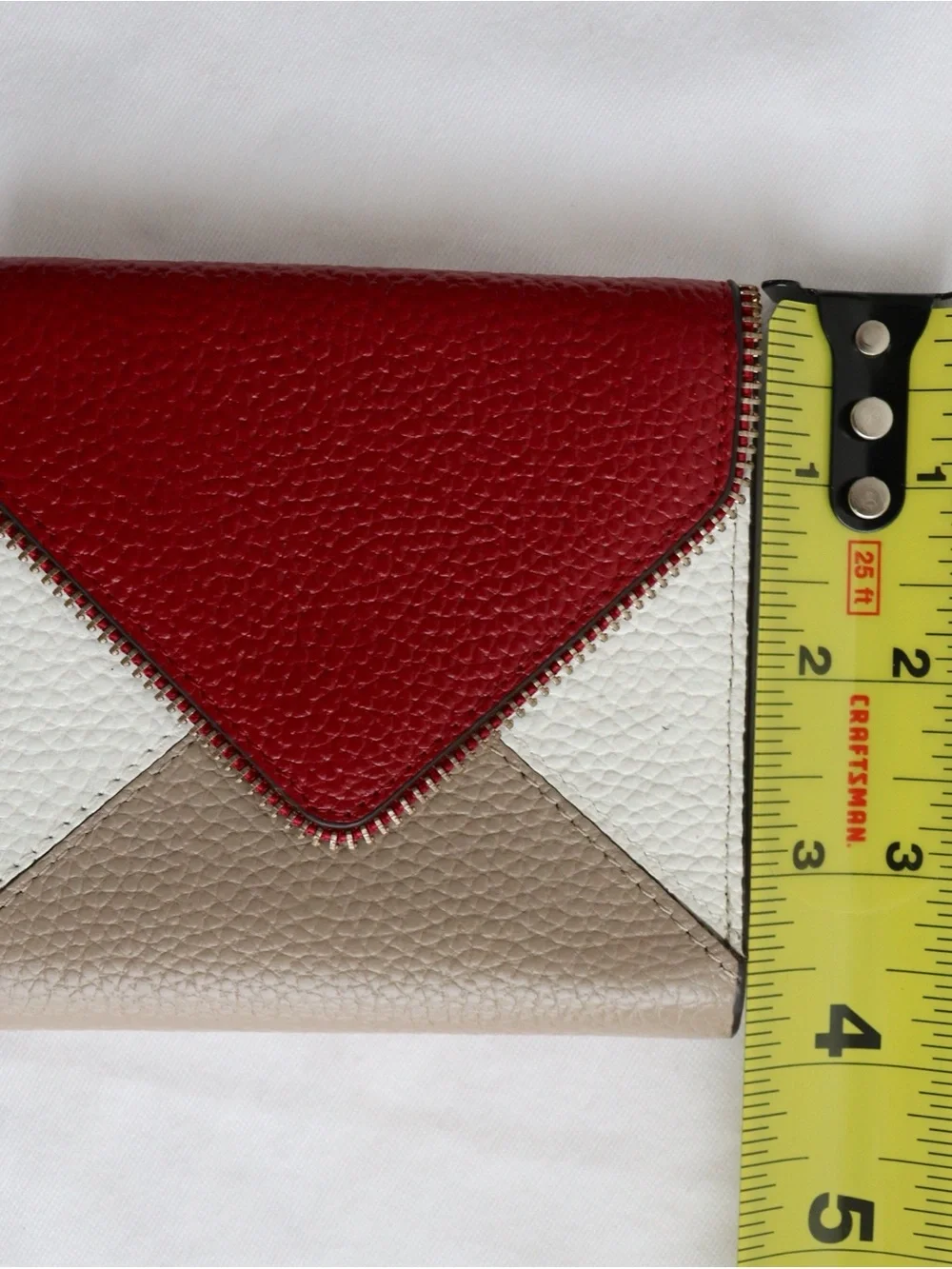 Lavemi Compact Envelope Wallet Mini RFID Blockkng - Red White and Tan